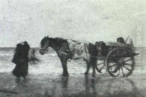 Horse Drawn Cart At The Waters Edge