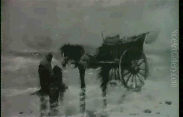 Clam Gatherers On A Beach - view 1