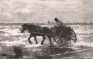 Beach With Horses And Drawn Cart