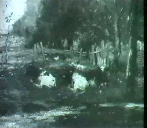 Study Of Cows Resting In A Pasture by Johan Frederik Cornelis Scherrewitz