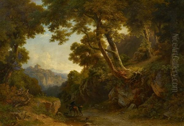 Weite Landschaft Mit Heimkehrenden Jagern - view 1