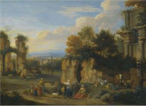 An Italianate Landscape With Figures Resting Near Ruins An Italianate Landscape With Figures Resting Near Ruins