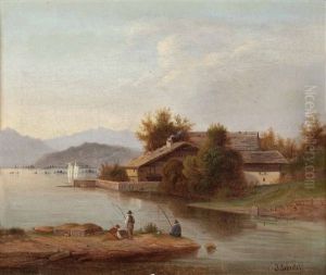 Angler Und Gehoft Am Schlierseeufer
