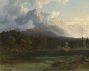 Am Badersee Bei Grainau by Joseph Schertel
