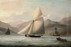 Sir John Bayley's Cutter Yacht "nymph" Flying The Ensign Of The Royal Yacht Squadron In Scottish Waters by John Christian Schetky
