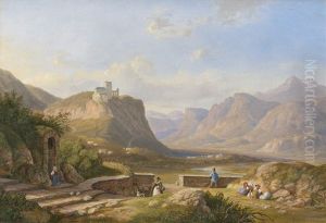 Tiroler Berglandschaft Mit Rastenden Wanderern