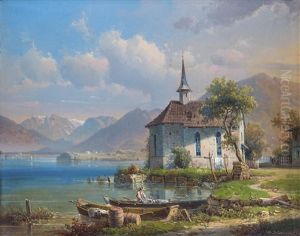 Kapelle Am See Mit Fischerbooten by Wilhelm Scheuchzer