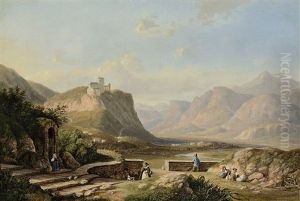 Gebirgslandschaft Mit Rastenden Bauern by Wilhelm Scheuchzer