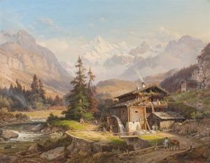 Eisenschmelze Bei Landeck Im Tiroler Oberinntal Mit Blick Auf Den Grossvenediger by Wilhelm Scheuchzer