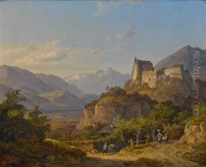 Blick Auf Schloss Tirol Bei Meran by Wilhelm Scheuchzer