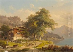 Landliche Landschaft Mit Einem See by Wilhelm Scheuchzer