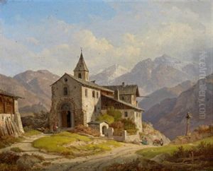 Blick Auf Die St. Johann Kirche Bei Taufers In Munstertal - Vinschgau by Wilhelm Scheuchzer