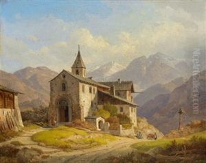 Ein Bergdorf In Den Alpen by Wilhelm Scheuchzer
