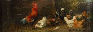 Huhnervieh Vor Dem Stall by Julius Scheuerer