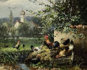 Huhner Am Bach