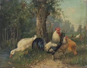 Landschaft Mit Geflugel (+ Another, Similar; Pair)