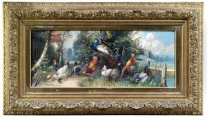 Federvieh Tummelt Sich Am Seeufer by Julius Scheuerer