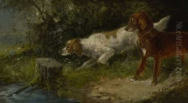 Jagdhunde Am Wasser (+ Jagdhunde Verbellt Rehbock; 2 Works) - view 1