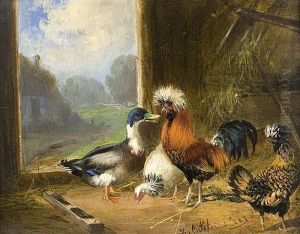 Federvieh Im Stall by Julius Scheuerer