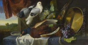 Stillleben Mit Tauben Und Erlegtem Fasan by Julius Scheuerer