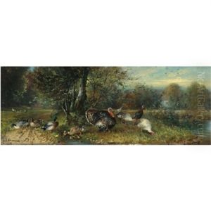 Ducks And Turkeys by Julius Scheuerer