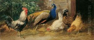 Der Pfau Auf Dem Huhnerhof by Julius Scheuerer