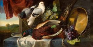 Stillleben Mit Tauben Und Fasan by Julius Scheuerer