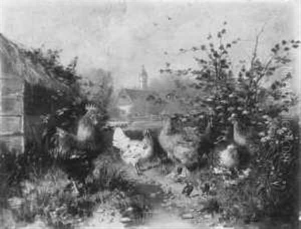 Huhner An Der Tranke (+ Enten Und Ein Pfauenpaar An Einem Teich; 2 Works) - view 1
