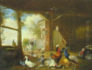 Geflugel Im Stall, Vom Hofhund Bewacht by Julius Scheuerer