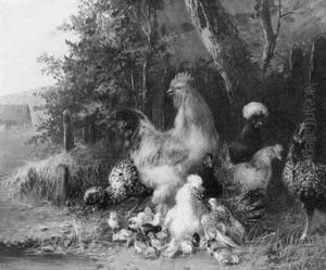 Huhnervieh Und Hahn by Julius Scheuerer