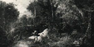 Drei Englische Setter Auf Entenjagd