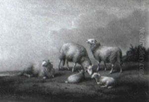 Poultry And Ducks Outside A Barn... by Julius Scheuerer