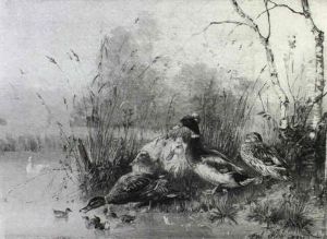 Ducks By A River Bank