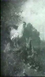 Ducks, Hens And Cockerel In A Landscape