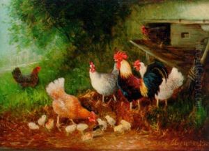 Farmyard Chickens by Otto Scheuerer