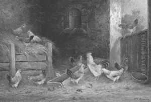 Huhner Im Stall by Otto Scheuerer