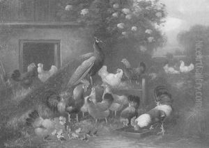Huhnerhof Mit Pfau by Otto Scheuerer