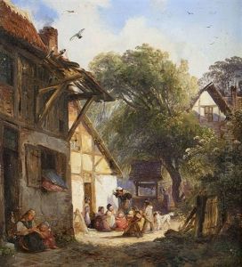 Nachmittag Auf Dem Hof by Caspar Johann Nepomuk Scheuren