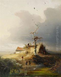 Weite Landschaft Mit Bauernkate by Caspar Johann Nepomuk Scheuren