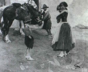 In The Farmyard by Wilhelm Scheurer