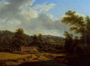 Landschaft Mit Kloster Im Hintergrund by Franz Scheyerer