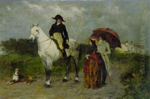 Reiter, Ein Paar Auf Dem Spaziergang Treffend by Julius Schgoer