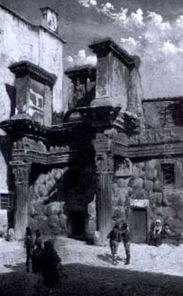 Figures In Courtyard Of The Temple Of Minerva - view 1