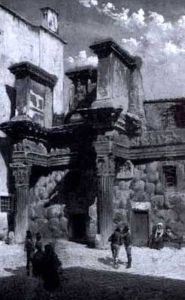 Figures In Courtyard Of The Temple Of Minerva by Federico Schianchi