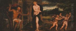 Venere E Vulcano; Venere E Adone (coppia) by Andrea Schiavone