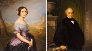 Zwei Bildnisse: Damenportrait In Landschaft Und Herrenportrait In Interieur Zwei Bildnisse: Damenportrait In Landschaft Und Herrenportrait In Interieur