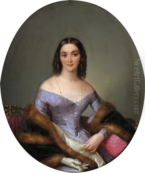 Portrait Of A Lady In A Stole Trimmed With Mink - view 1