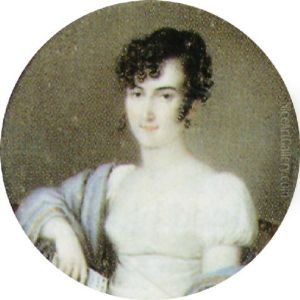 A Seated Lady Wearing A White Dress With A Mauve Shawl, Holding A Letter