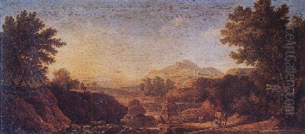 Paysage A La Cascade Avec Des Personnages - view 1