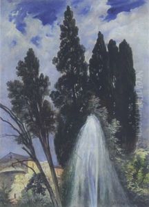 Wasserfontane Im Park Der Villa D'este by Fritz Schider